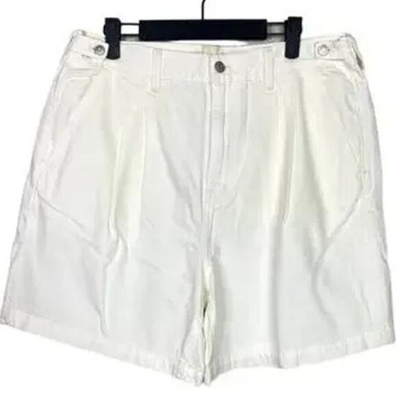 NWT Madewell High Rise 90s Pleated Cotton Jean Shorts Slash Pockets 31 White - Picture 12 of 15